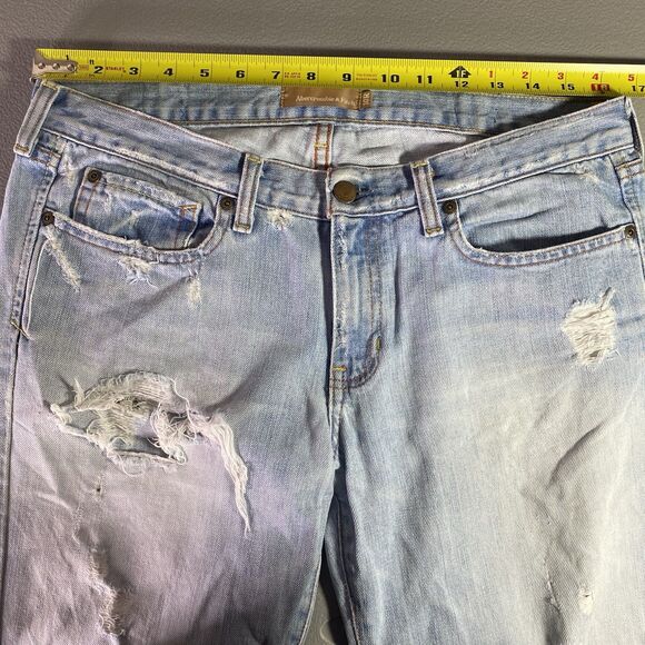 Vintage ABERCROMBIE & FITCH Jeans Flare Low Rise Distressed Y2K 90s Womens 10R - Picture 4 of 13